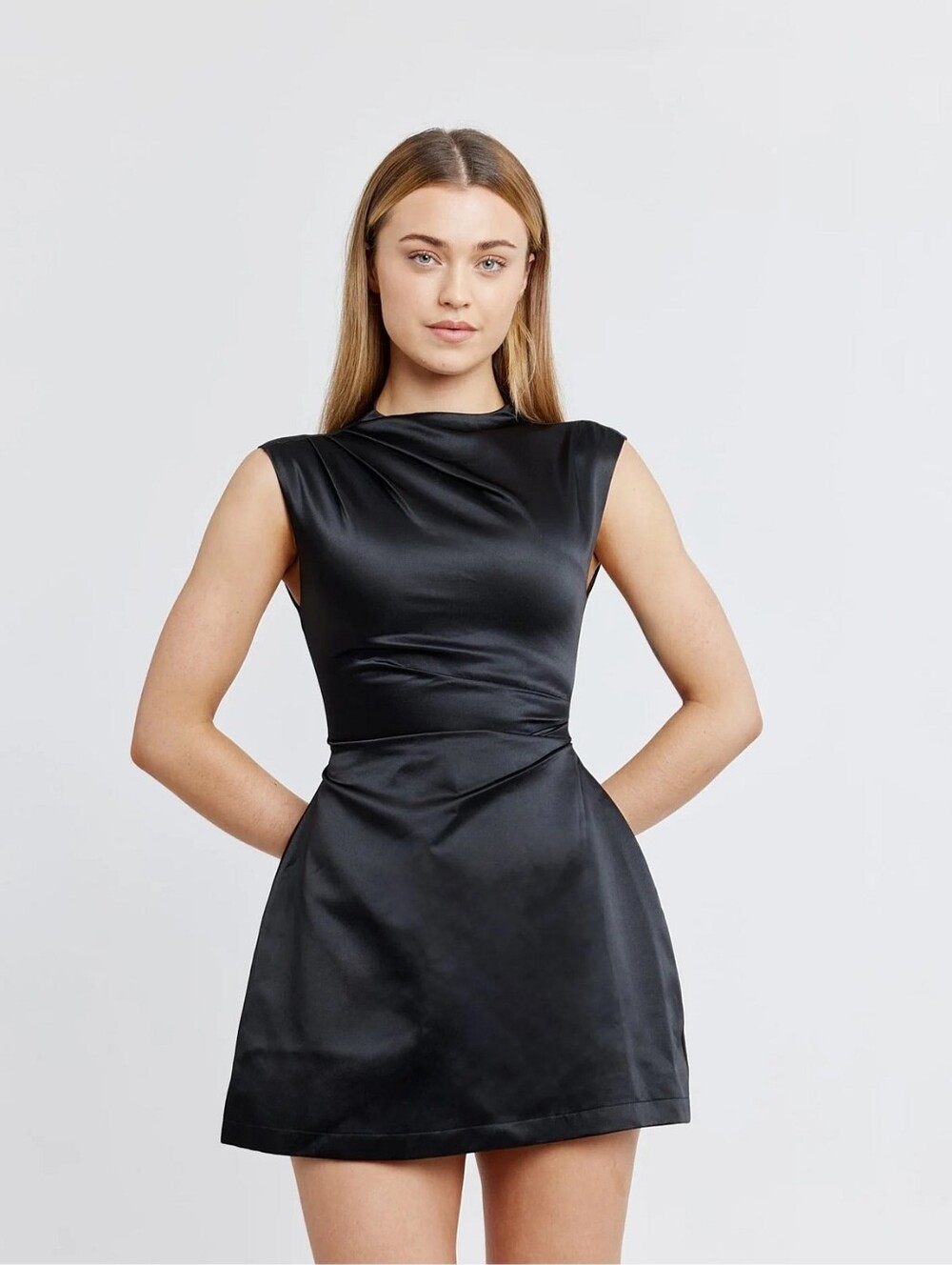 Odd Muse Black Satin Mini Dress XL